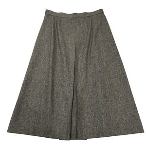Vintage Evan Picone Skirt Womens 14 Gray Wool Pleat Midi Academia Preppy School